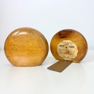 Round Myrtlewood Bookends Vintage Decor Coastal Rustic